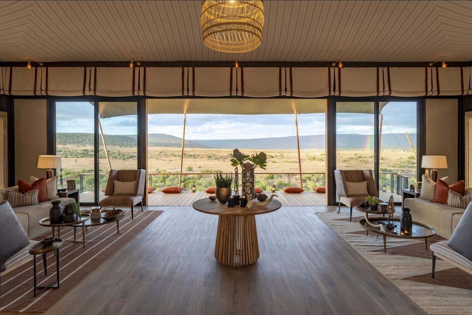 Open safari lounge facing the plains