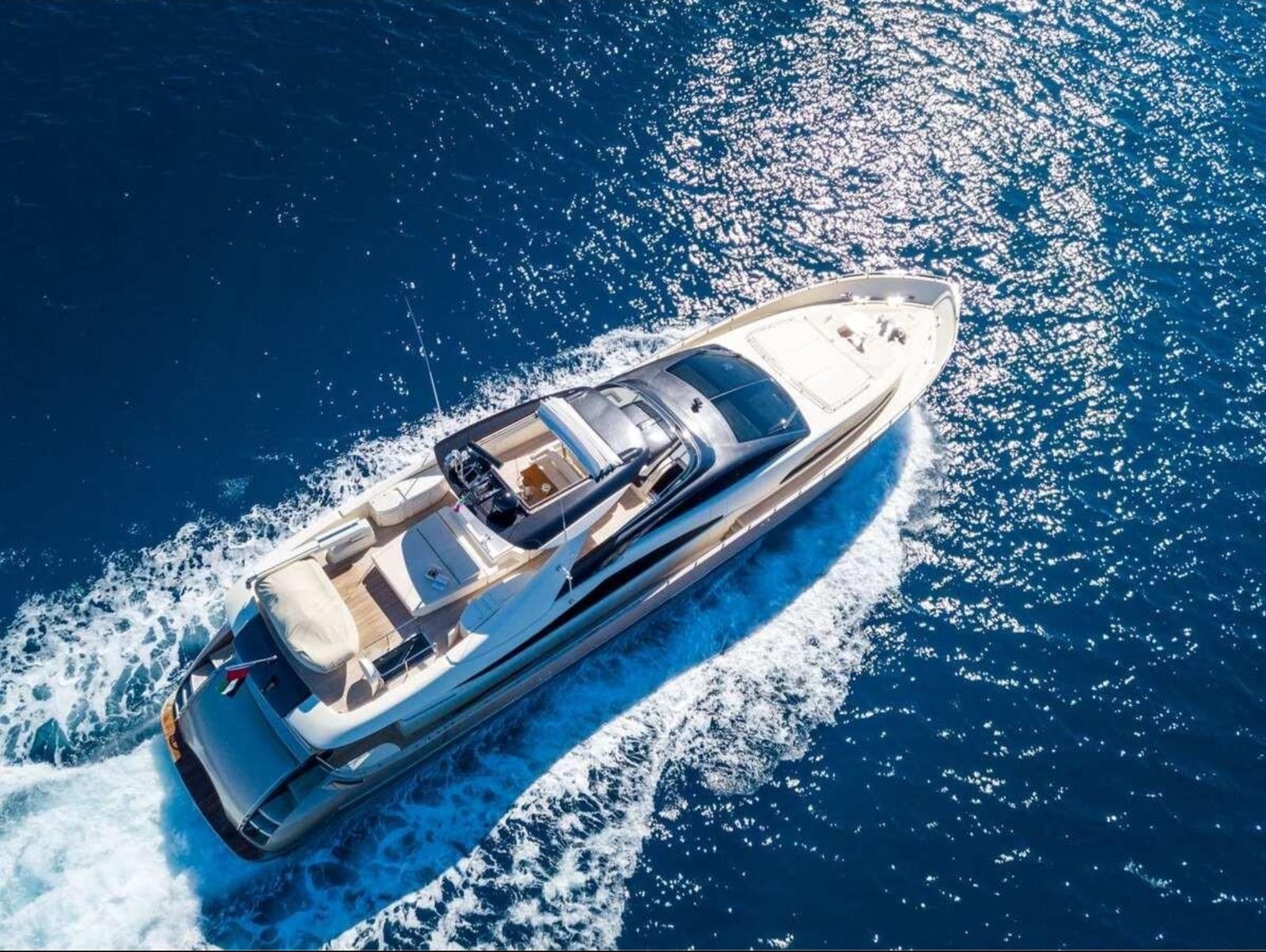 Private motor yacht on open sea